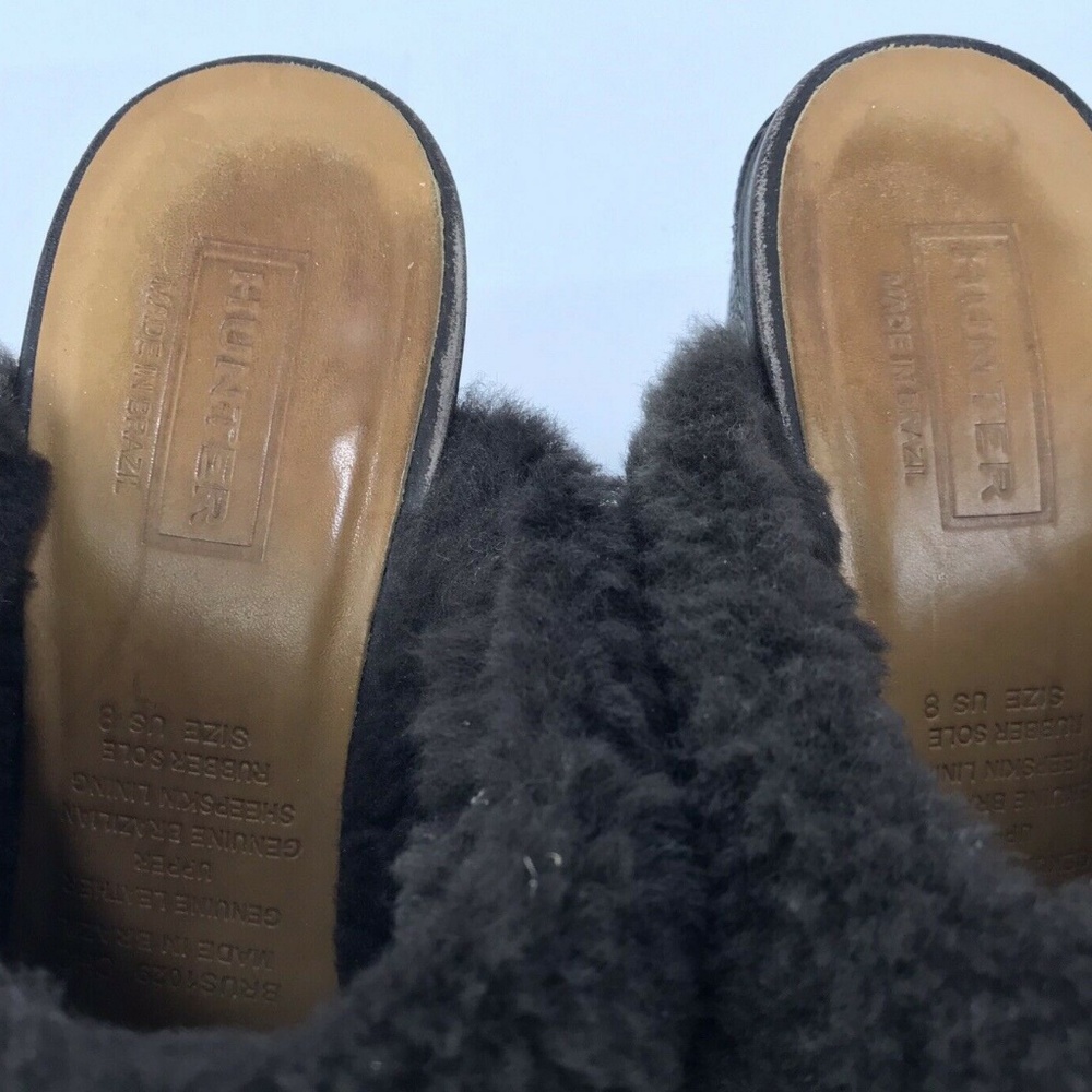 HUNTER Women’s Brown Leather Shoes Mules Clogs 8 - Picture 3 of 8